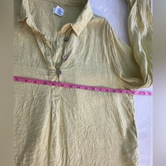 Sigrid Olsen 100% Linen Lightweight Yellow Green Tunic Blouse Sz M Summer Core - Picture 6 of 8